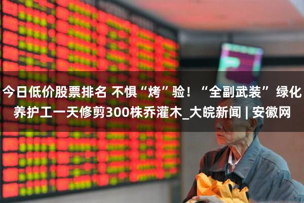 今日低价股票排名 不惧“烤”验！“全副武装” 绿化养护工一天修剪300株乔灌木_大皖新闻 | 安徽网